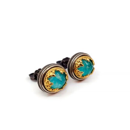 Byzantine Stud Earrings with Amazonite Doublet