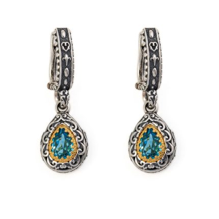 Byzantine Aquamarine Crystal Dangle Earrings