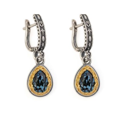 Byzantine Earrings with London Blue Crystal Stone
