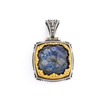 Lapis Lazuli Pendant in Sterling Silver and Gold Plated