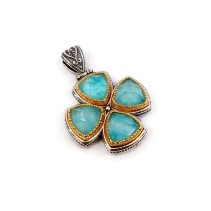 Byzantine Cross Pendant with Doublet Amazonite Gemstone