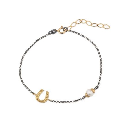 Petal Chain Bracelet with Pearl - 925 Sterling Silver