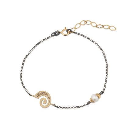 Spiral Chain Bracelet with Pearl - 925 Sterling Silver
