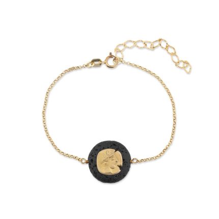 Goddess Athena Chain Bracelet with Lava Stone