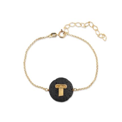 Ionic Column Chain Bracelet with Lava Stone
