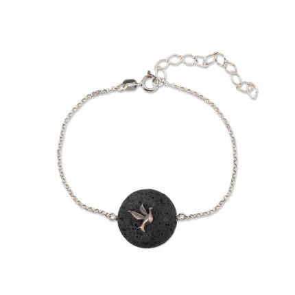 Dove Chain Bracelet with Lava Stone