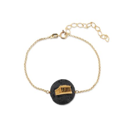 Parthenon Chain Bracelet in sterling silver with Lava Stone