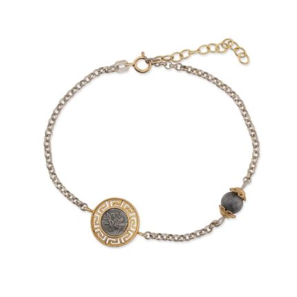 Goddess Athena Chain Bracelet with Meander - 925 Sterling Silver