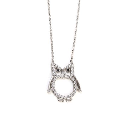 Owl Zircon Necklace - 925 Sterling Silver