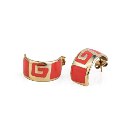 Greek Key Earrings with enamel