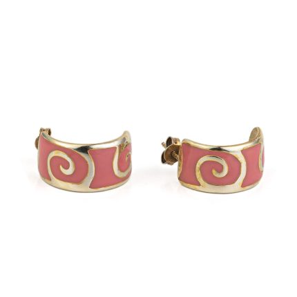 Spiral Stud Earrings with enamel - 925 Sterling Silver and Gold Plated