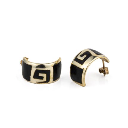 Greek Key Stud Earrings with enamel
