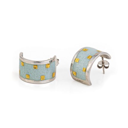 Stud Earrings with light blue enamel - 925 Sterling Silver