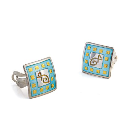 Square Fish Earrings - 925 Sterling Silver and Gold Plated