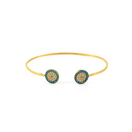 Evil Eye Bracelet with Turquoise & Zircons - Silver and Gold Plated