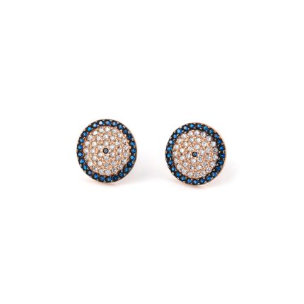Silver Rose Gold Plated Stud Eye Zircon Earrings