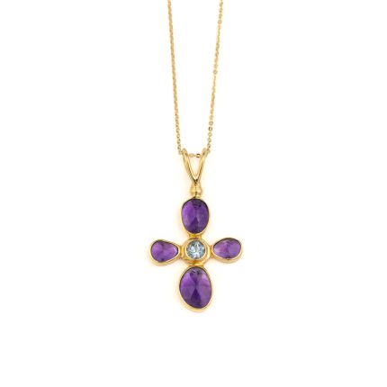 925 Sterling Silver and Gold Plated Necklace with Amethyst