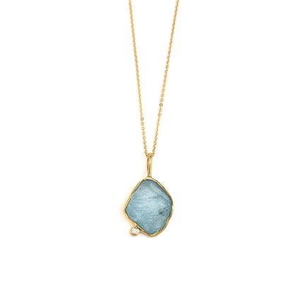 Aqua Marine Necklace - 925 Sterling Silver and Gold Plated