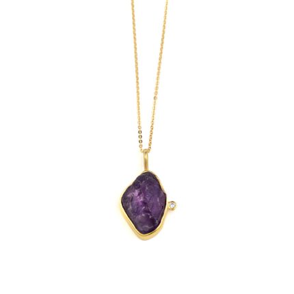 925 Sterling Silver and Gold Plated Amethyst Necklace
