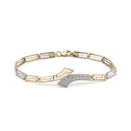 14K Yellow Gold Greek key Graduated Bracelet