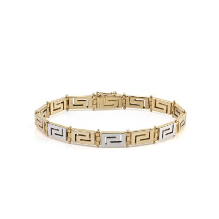 Two Tone Greek Key Bracelet - 14K Gold