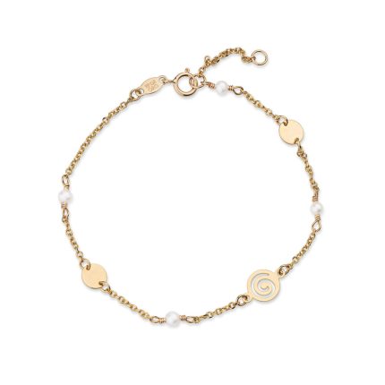 Spiral Gold Chain Bracelet with Pearls - 14k Gold