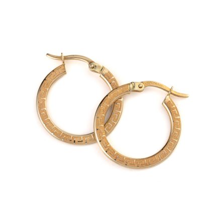 Greek Key Hoop Earrings - 14K Gold