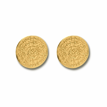 14K Gold Phaistos Disk Stud Earrings