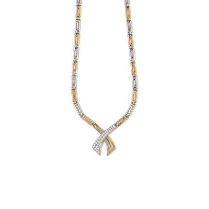 Greek Key Necklace - 14K Gold and White Gold