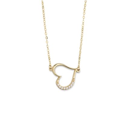Heart Necklace with Zircon - 14k Gold