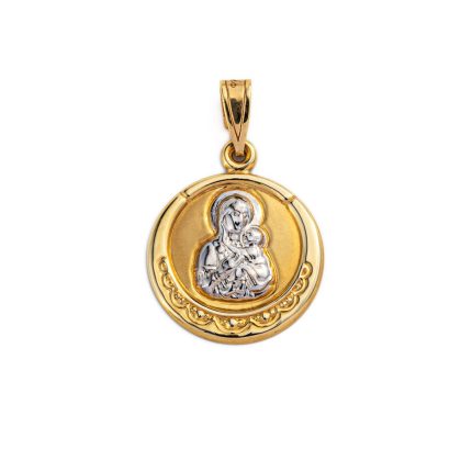 Virgin Mary and Jesus Icon Pendant - 14K Yellow Gold