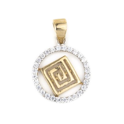 Meandros Pendant - 14k Gold and Zircon
