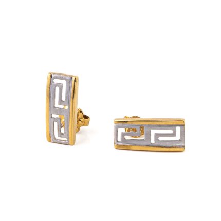 Meander Stud Earrings – 14K Solid Yellow Gold
