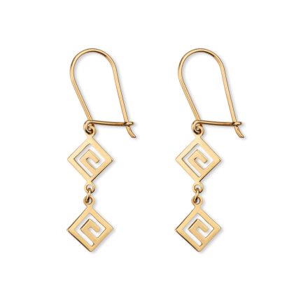 Greek Key Gold Earrings - 14k