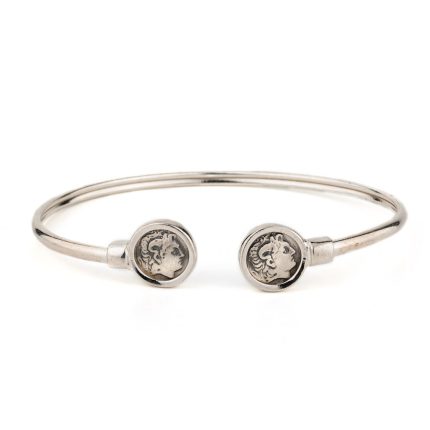 Alexander the Great Coin Cuff Bracelet – 925 Sterling Silver