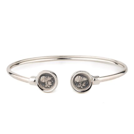 Goddess Athena Coin Cuff Bracelet – 925 Sterling Silver