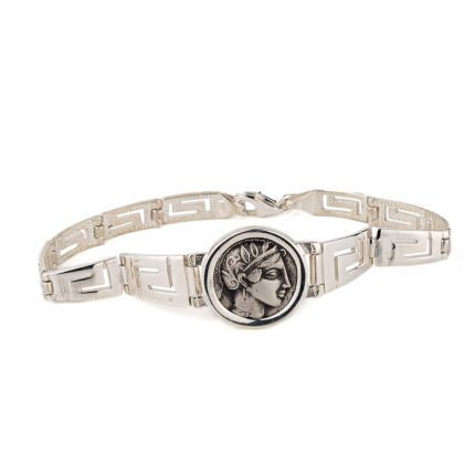 Goddess Athena Coin Bracelet – 925 Sterling Silver