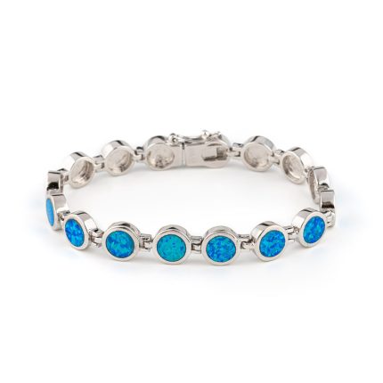 Circles Blue Opal Bracelet – 925 Sterling Silver