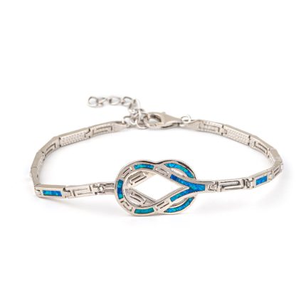 Greek Key Opal Link Bracelet – 925 Sterling Silver