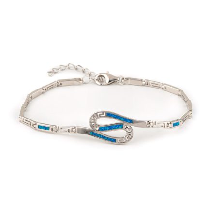 Greek Key Bracelet with Opal Stones – 925 Sterling Silver
