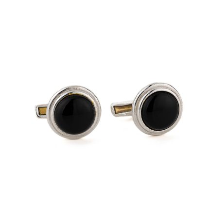 Black Stone Cufflinks – 925 Sterling Silver