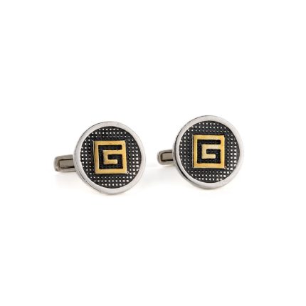 Meandros Cufflinks – 925 Sterling Silver and Gold Plated