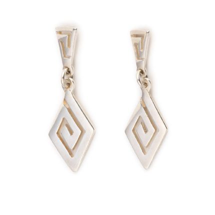 Sterling Silver Dangle Earrings - Greek Key Meander