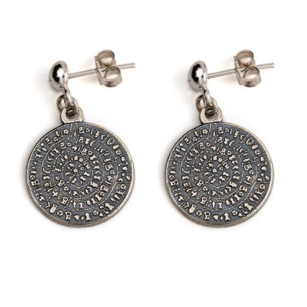 Phaistos Disc Dangle Earrings - 925 Sterling Silver