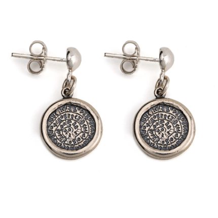 Phaistos Disc Dangle Earrings - 925 Sterling Silver