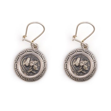 Athena Coin Dangle Earrings - 925 Sterling Silver