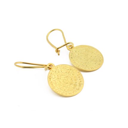 Phaistos Disk Earrings - Sterling Silver and Gold Plated