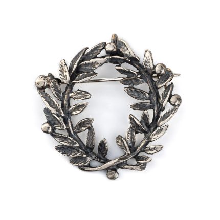 Olive Leaf Wreath Brooch - Sterling Silver
