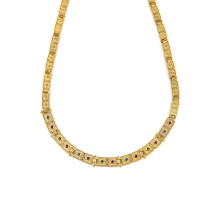 Byzantine Necklace with Zircon - Sterling Silver Gold Plated