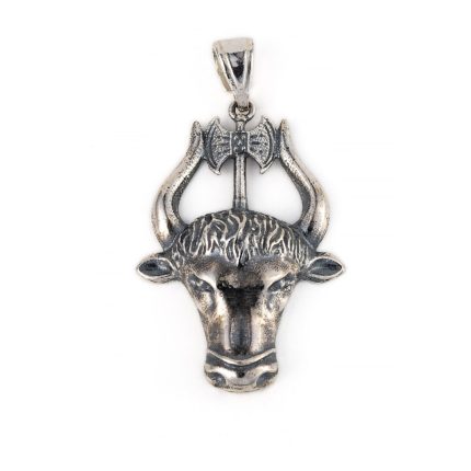 Minotaur and Double Axe Pendant - 925 Sterling Silver